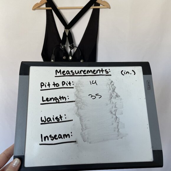 The Limited Vintage Black Suspender Dress Silver Button Accents Size 6 Wool Rayo - Picture 9 of 9